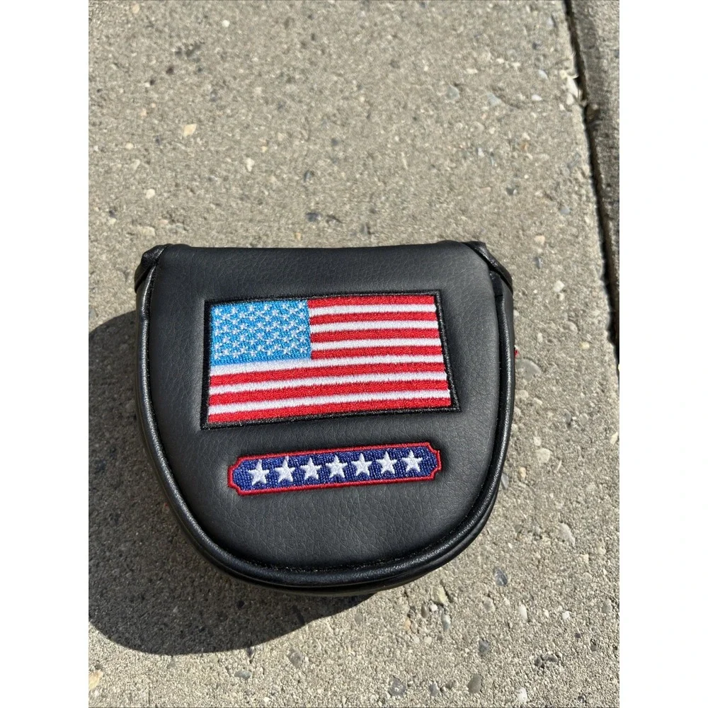 USA Mallet Putter Cover – Patriotic American Flag Magnetic Golf Headcover Blanc